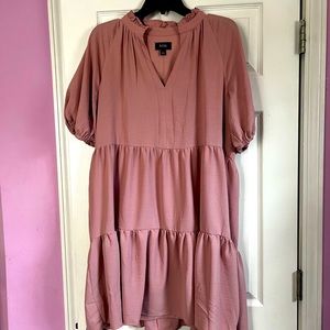 Boho Puff Sleeves Short Dress With Slip Attached.